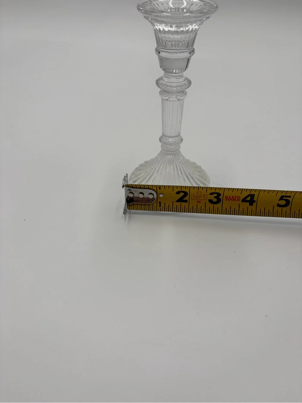 Clear Glass Lenox Ribbed Candlestick Pair - Elegant Home Accents